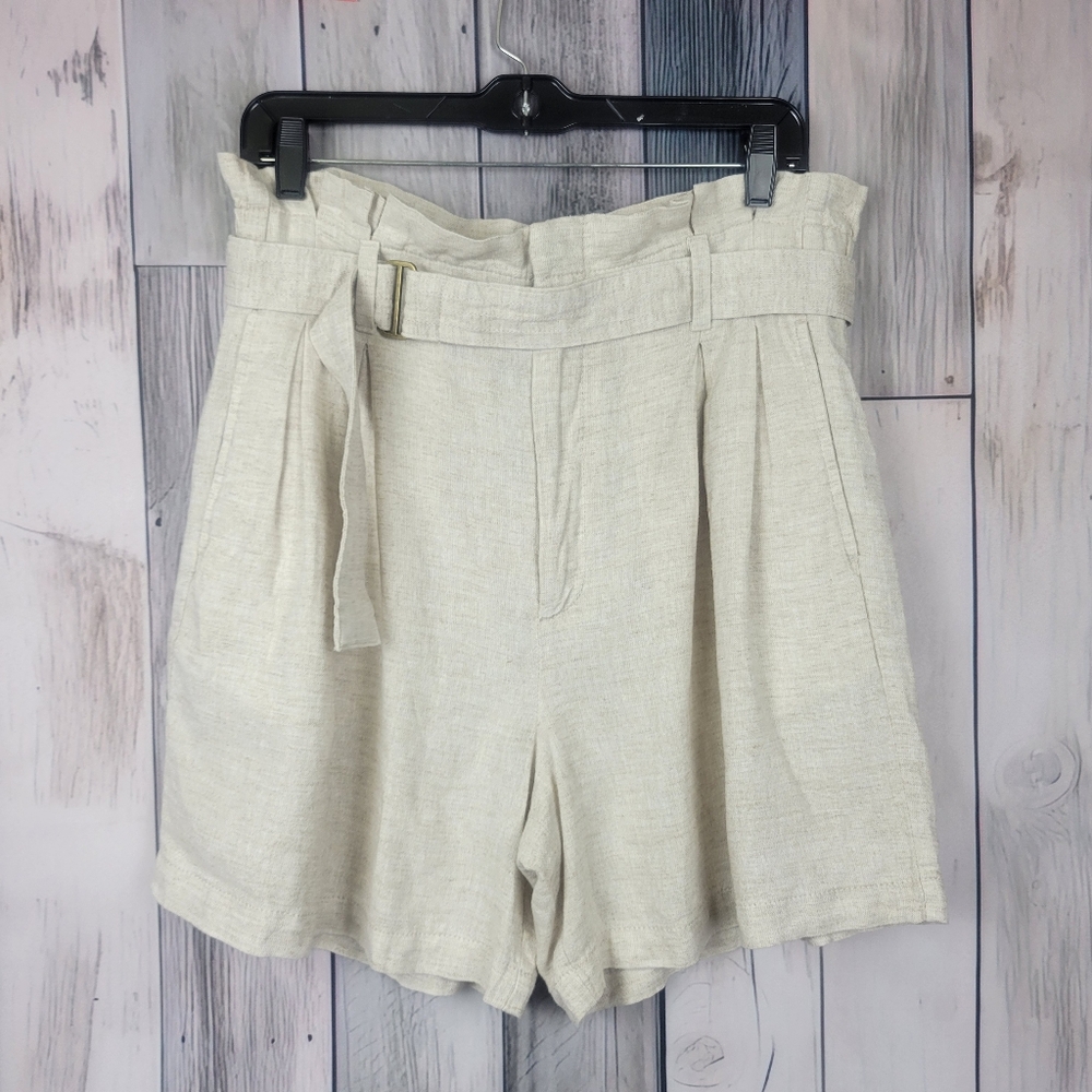 Banana Republic Highwaist Linen Blend Paper Bag Shorts Size 10